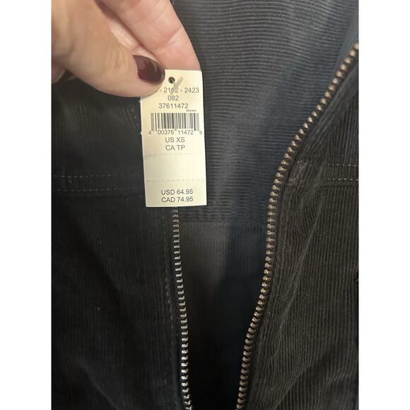 $65 Offline Aerie Quarter Zip Corduroy Shacket Pullover Black XS NWT FITS LARGE - Picture 3 of 8